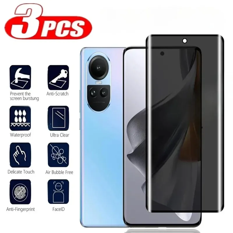 Oppo Reno 12 - 3Pcs 3D Screen Protector Privacy Glass